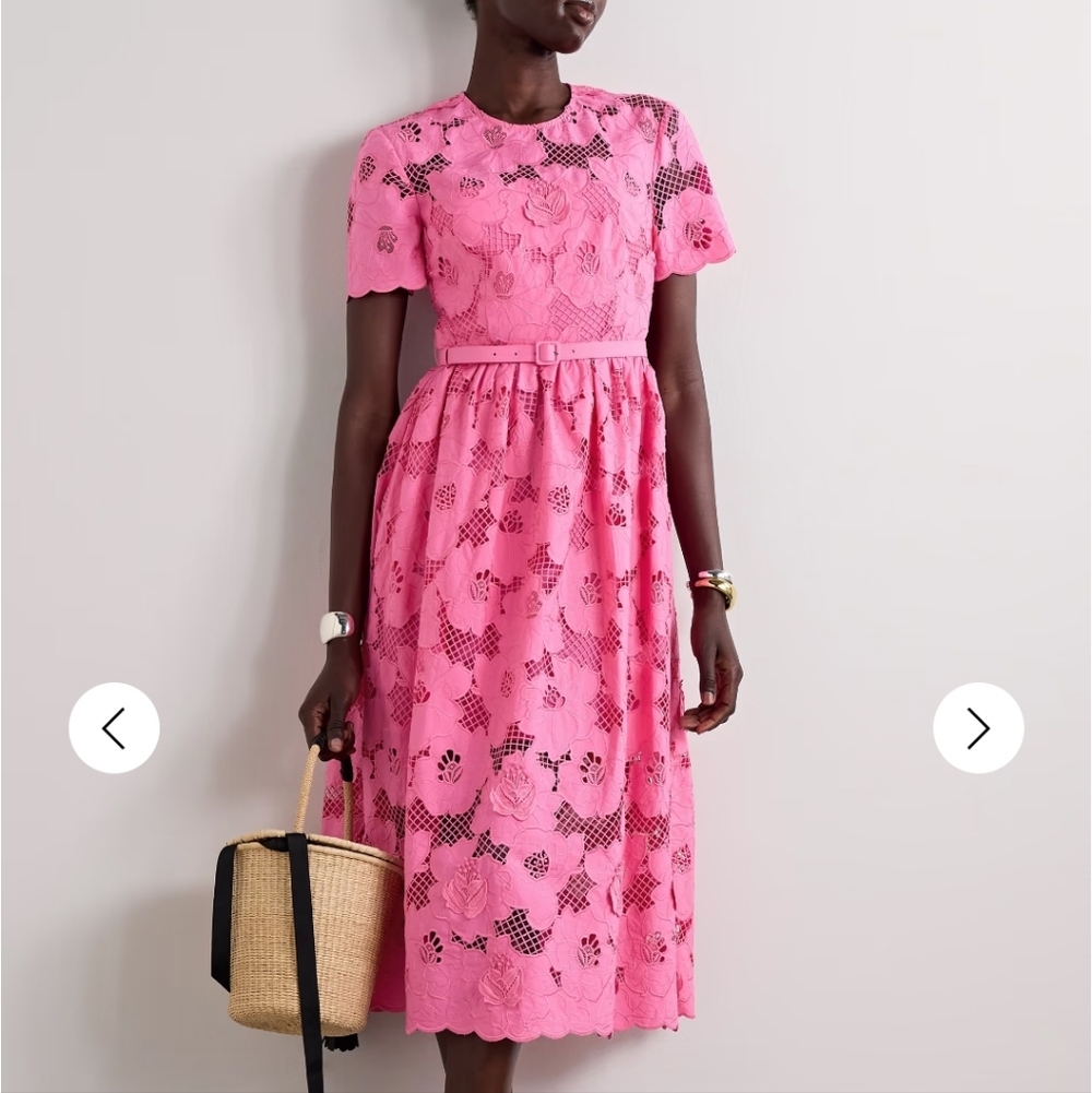 Self-Portrait Vibrant Pink Floral Lace Dress